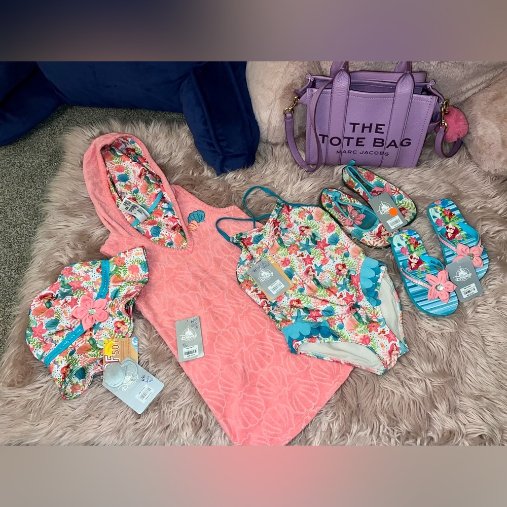 NWT Disney Store Ariel Little Mermaid Swim Bundle, Sz 5 / 6